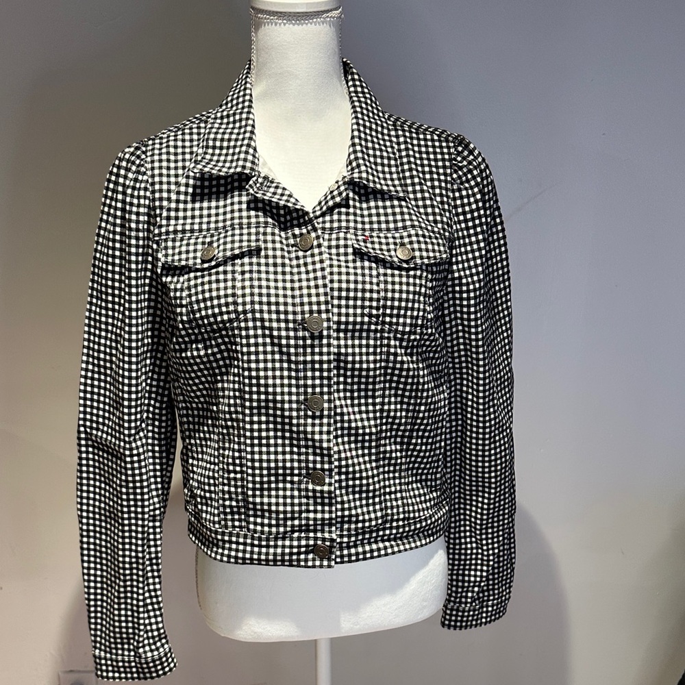 Tommy Hilfiger Black and White Gingham Button Down Jacket